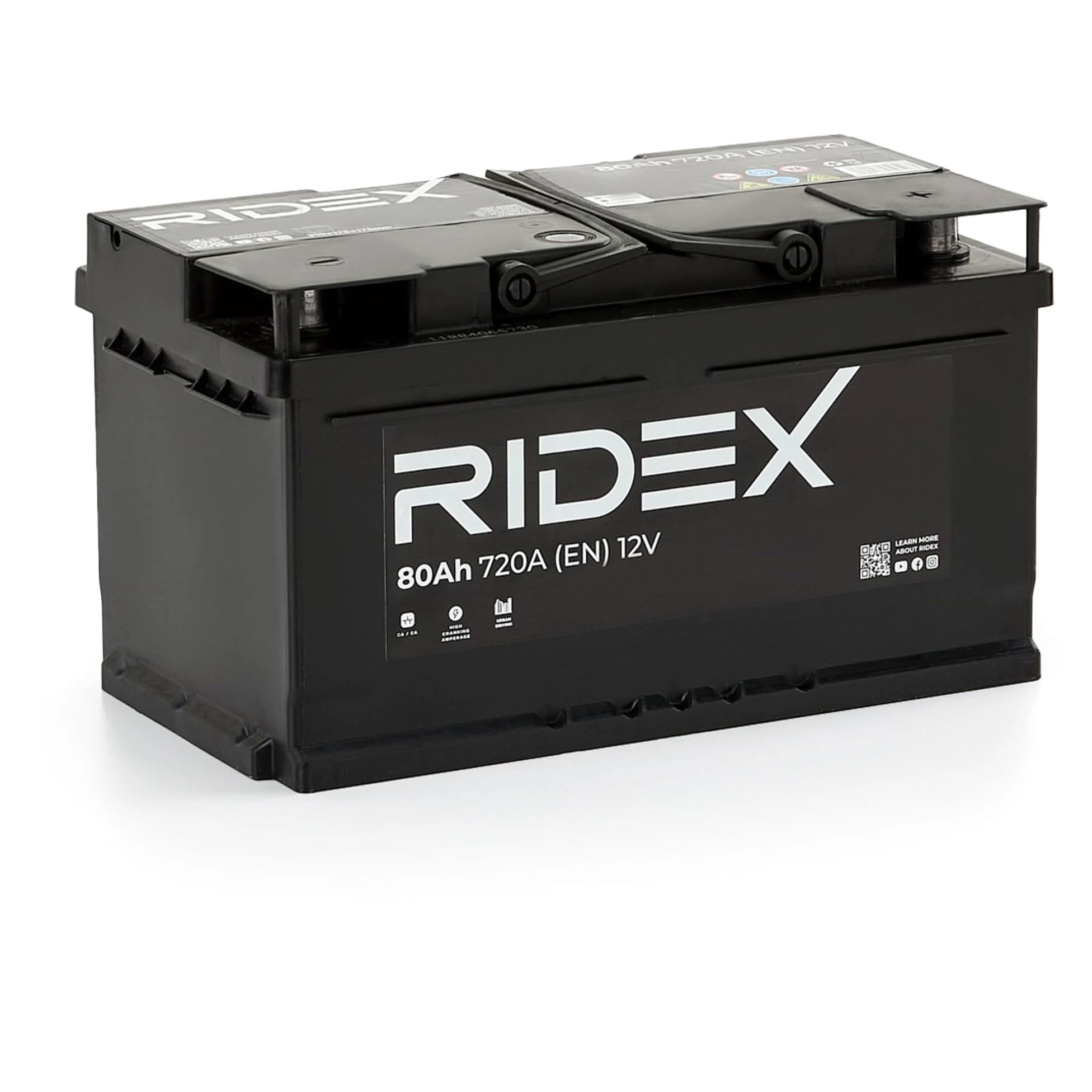 RIDEX 1S0020 Batería Coche 80Ah 720A 12V B13 DIN/ISO LB4 Baterías de Arranque de 75Ah 70Ah Compatible con FORD Fiesta Mk6 Hatchback CB1, CCN, JA8, JR8 MONDEO IV Turnier BA7, AUDI A4 B8 Avant 8K5
