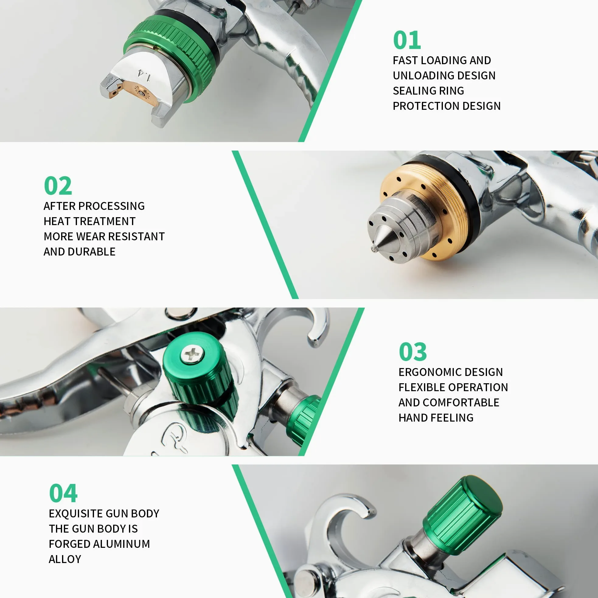 HVLP - Pistola de pulverización de aire profesional con 3 boquillas de 1,4/1,7/2 mm y vasos de 600 cc