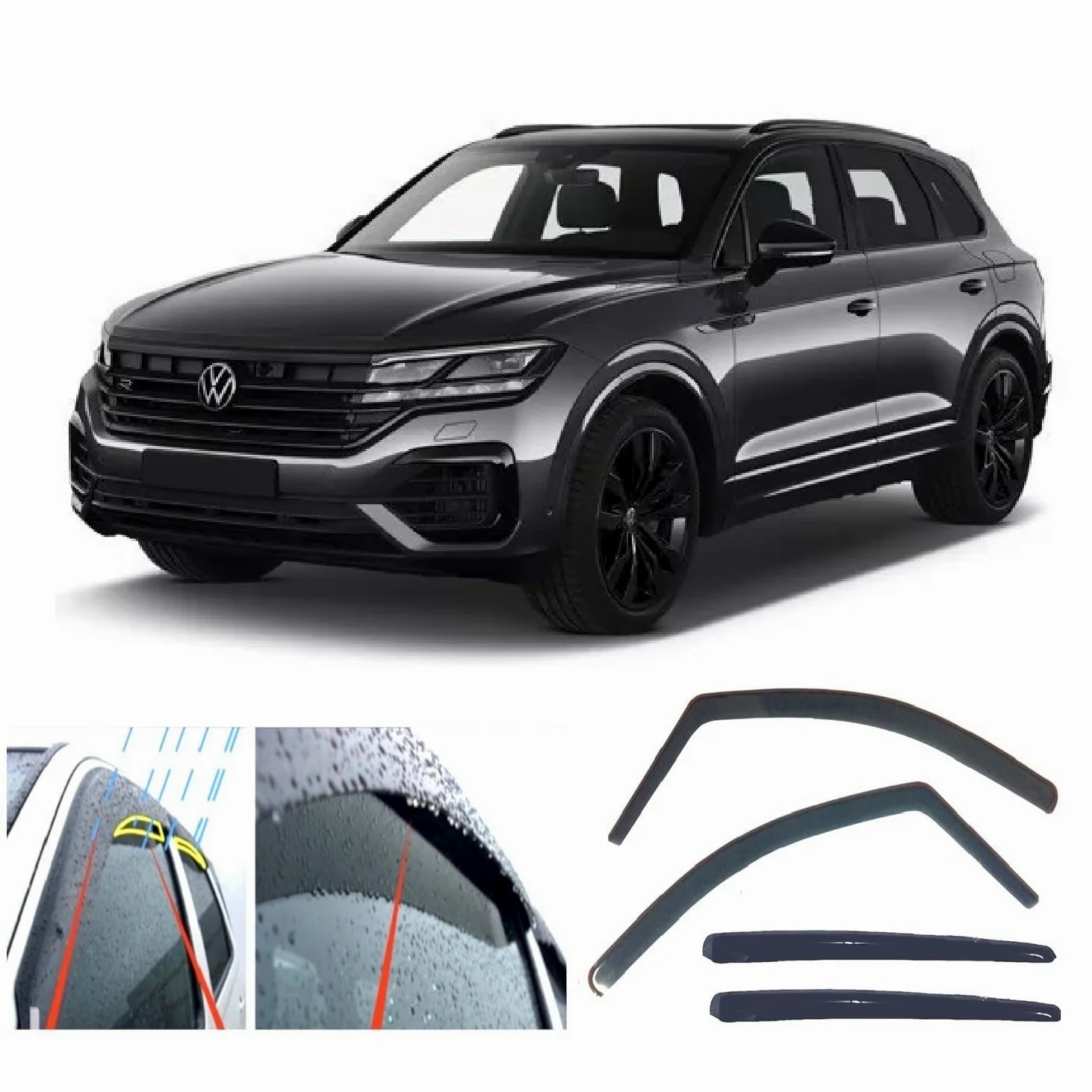 Deflectores de Viento para Volkswagen Touareg 2018-2026 Protectores Contra la Intemperie