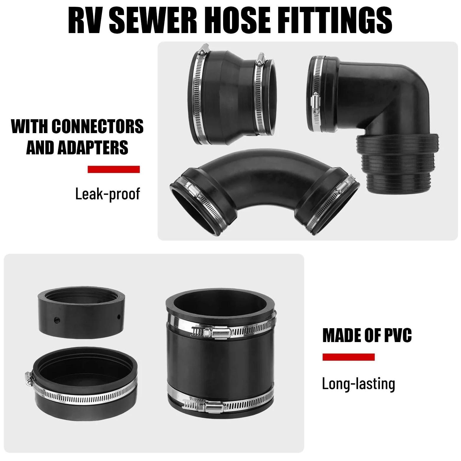 6 tubos de aguas residuales adecuados de PVC de tres ruedas de 3 pulgadas en remolques de mochileros que garantizan una instalación inmunológica impermeable y drenaje de mochilero