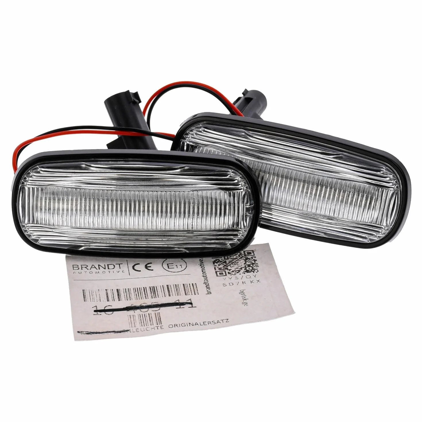 BRANDT Juego de intermitentes laterales LED para guardabarros + cable blanco apto para Land Rover Defender I Td5 Puma L316 Discovery II L318 Freelander I L314 MG ZS ZT ZT-T Rover 45 75
