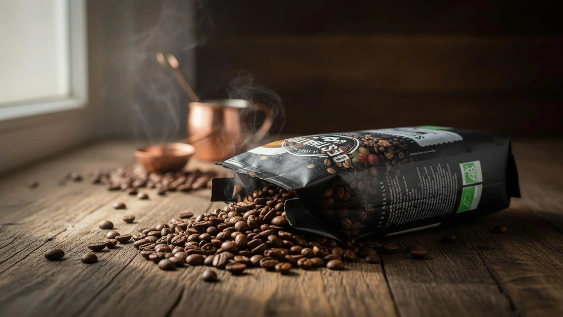 Destination Café Ecológico en Grano 1 kg Café de Especialidad 100% Pur Arábica Orgánico Tostado Artesanalmente Intensidad Alta