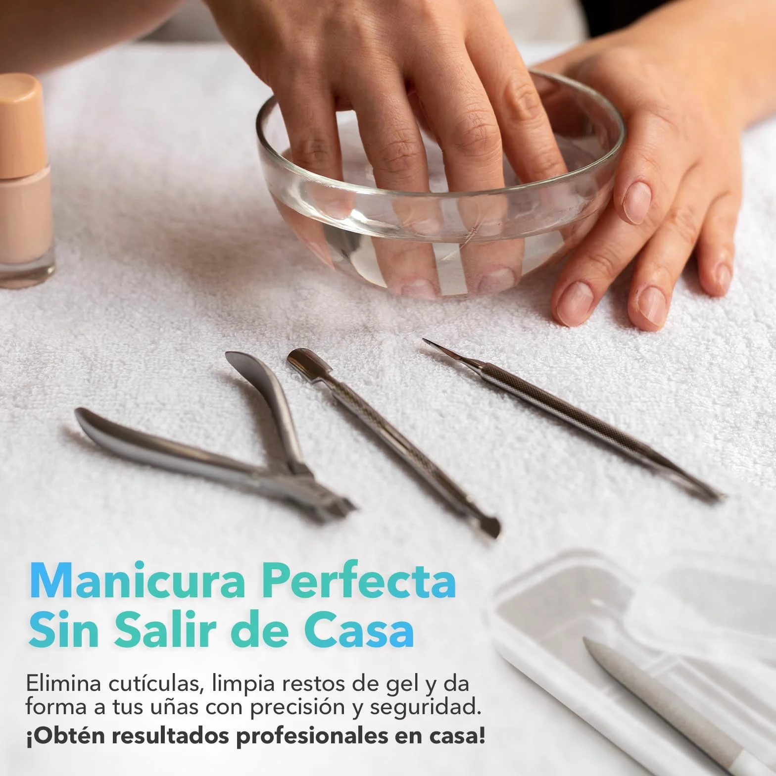 Set Manicura y Pedicura Profesional 4 en 1 – Cortacutículas, Lima de Uñas y 2 Empujadores de Cutículas de Acero Inoxidable – Kit Corta Uñas Adulto, Removedor de Cutículas, Ideal para Viaje