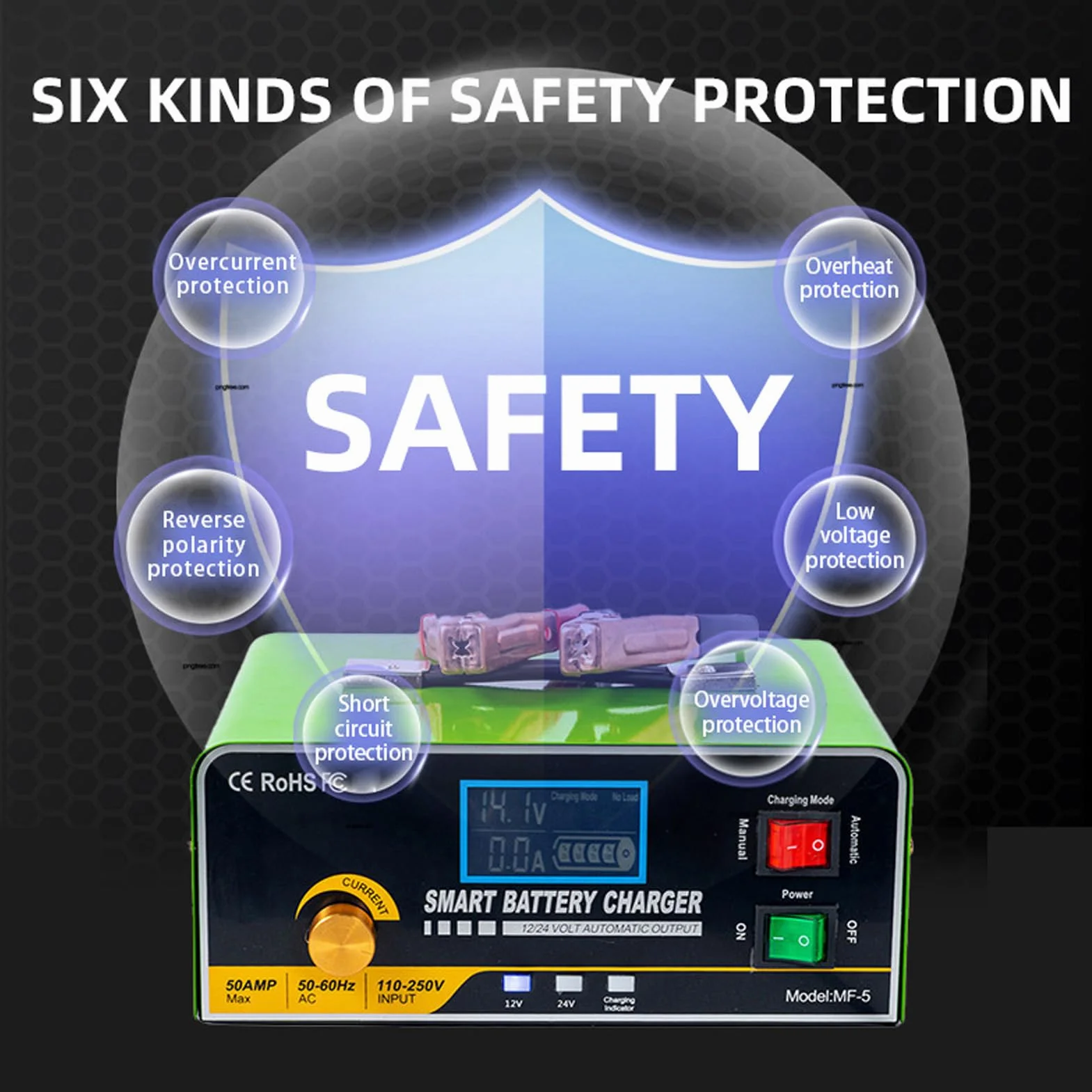 Cargador de Batería Inteligente, Carga Rápida, Acero Inoxidable, Cargador de Batería Automático de Seguridad contra Sobrecarga de 800 W, Ideal para Climas Fríos y bajo Voltaje (Enchufe de