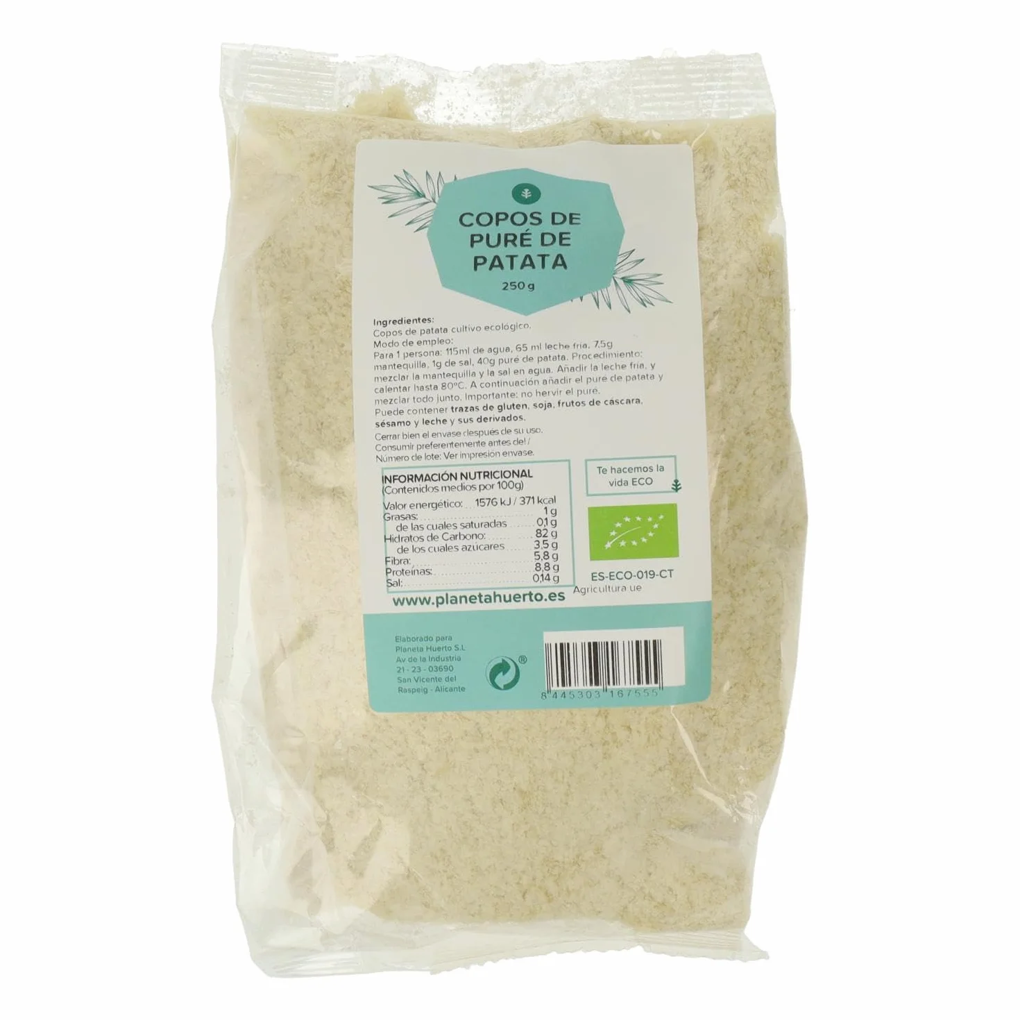 Copos Puré de Patata ECO 250g – Puré Instantáneo Ecológico