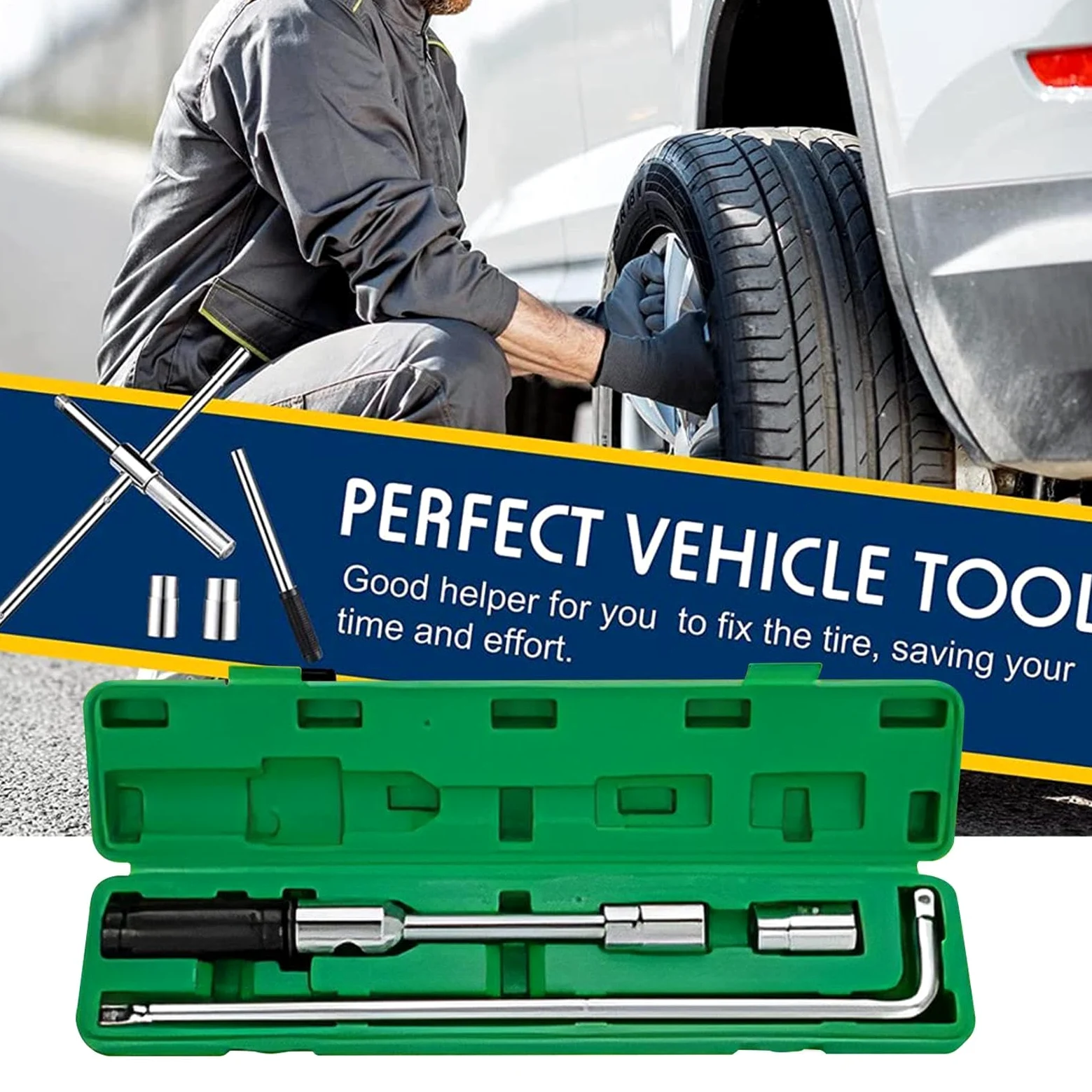 Llave Para Tuercas De Rueda Llave Cruzada para Tuercas de Rueda | Llave para Neumáticos Desmontable para Furgoneta Moto Coche SUV Camión Taller Mecánico Emergencias en Carretera