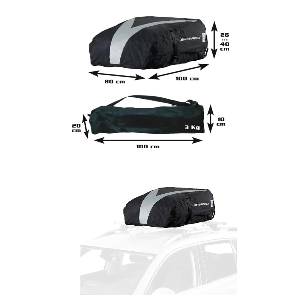 Cofre de techo para barras portaequipajes de 270 litros para coches compatible con UAZ Box coche impermeable baúl resistente fondo de metal Luna 100 x 80 x 26-40 cm