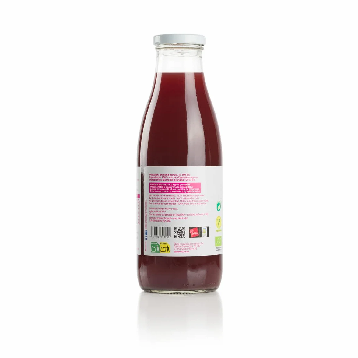 EKOLO Zumo de Granada Ecológico 100% Exprimido 6x750 ml