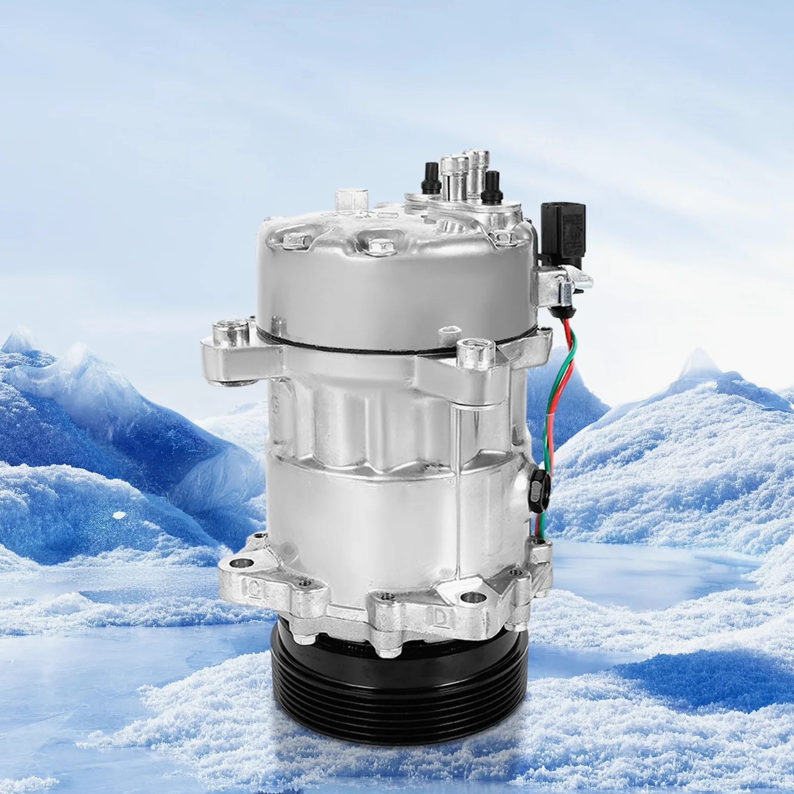 compresor AC polea Compresor de CA automotriz estable, conjunto de compresor de aire acondicionado para vehículo de 12V embrague climatizador auto