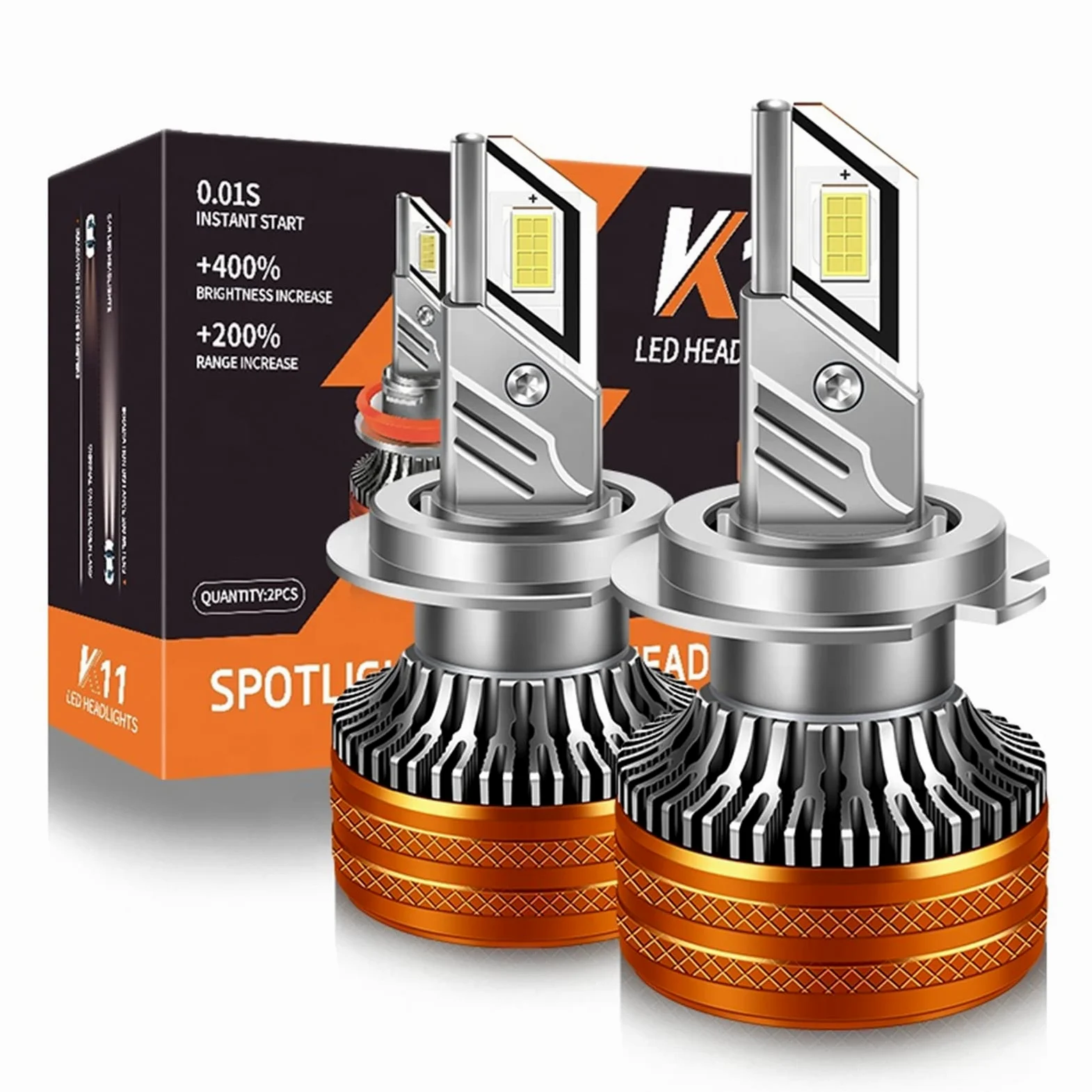 Bombillas LED Para Faros Delanteros, 13600 Lúmenes, 400% Más Brillantes, Kit De Conversión De Faros LED, 6000 K, Blanco Frío, Repuesto Halógeno, Paquete De 2,H4