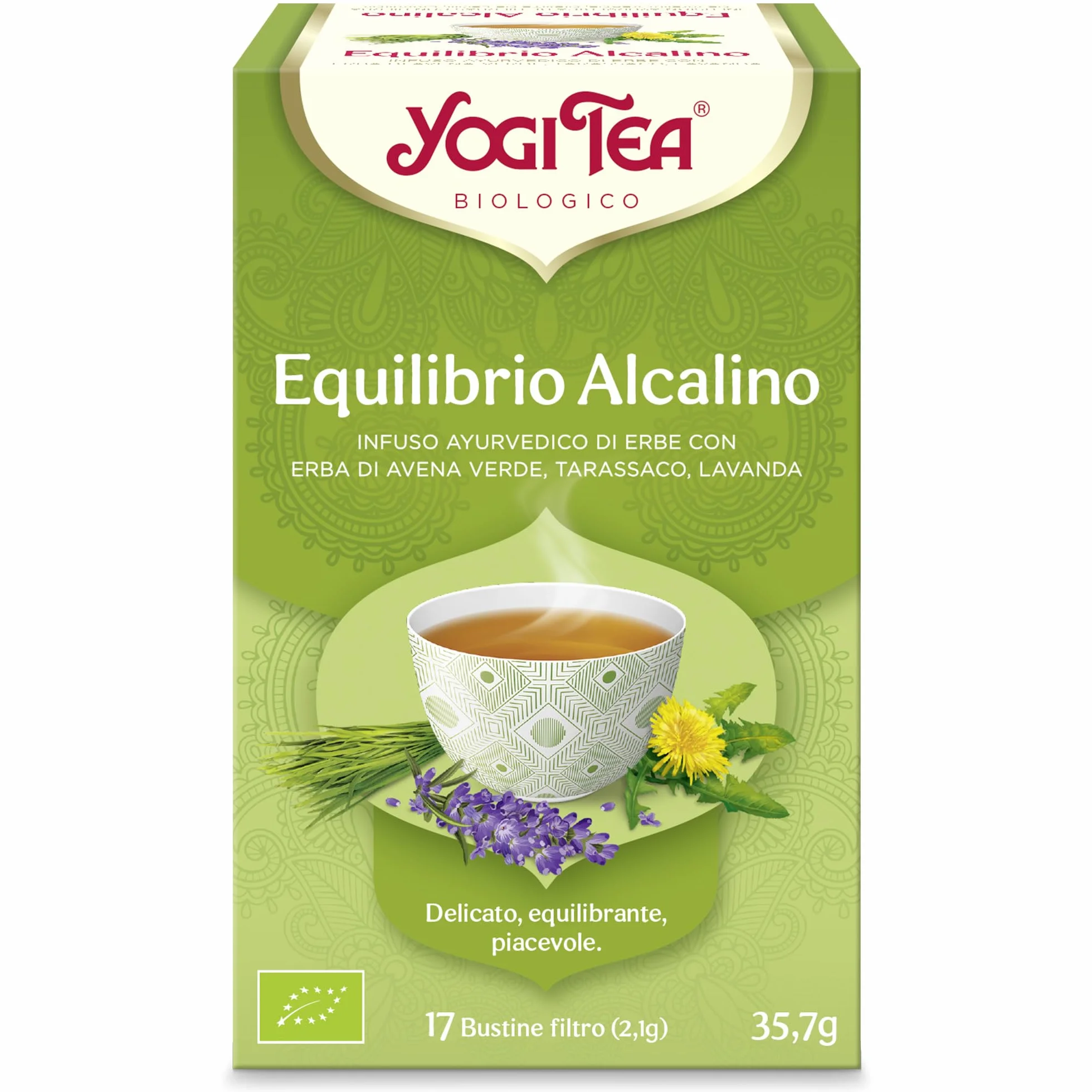 Yogi Tea Equilibrio Alcalino Bio Infusión Ayurvédica Avena Verde Diente de León Lavanda Pack 6x17 bolsitas