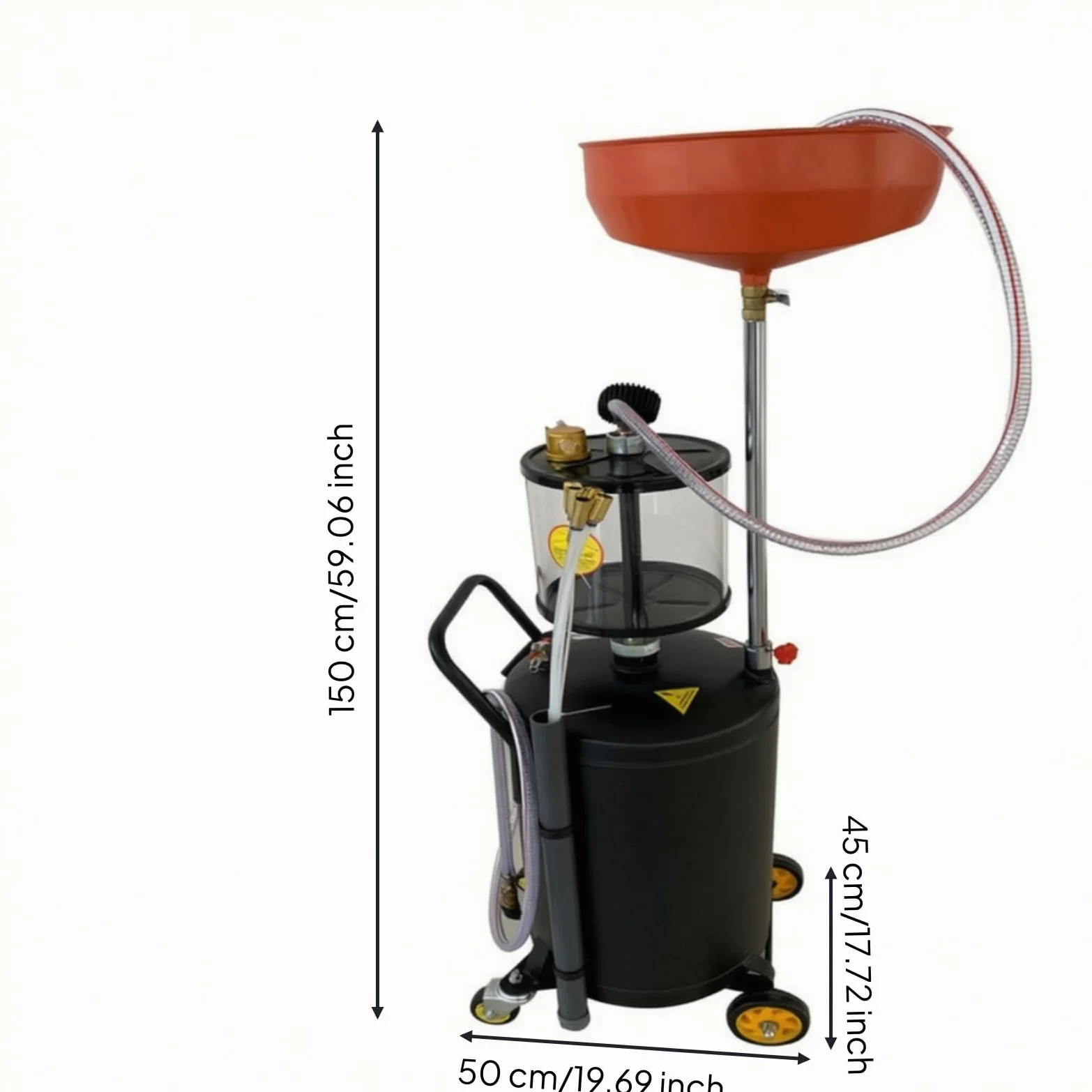 MagiDeal Extractor de Aceite Automotriz para Servicio y Succione Tanque de Gran Capacidad Visor de Control Desplazamiento Ágil Adecuado para y Mantenimiento