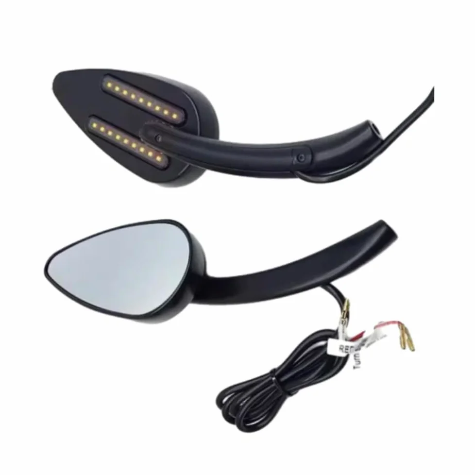 Baceyong Espejo retrovisor lateral para manillar de motocicleta, con intermitentes LED, compatible con motocicletas con puntos de fijación de 8 o 10 mm, color negro