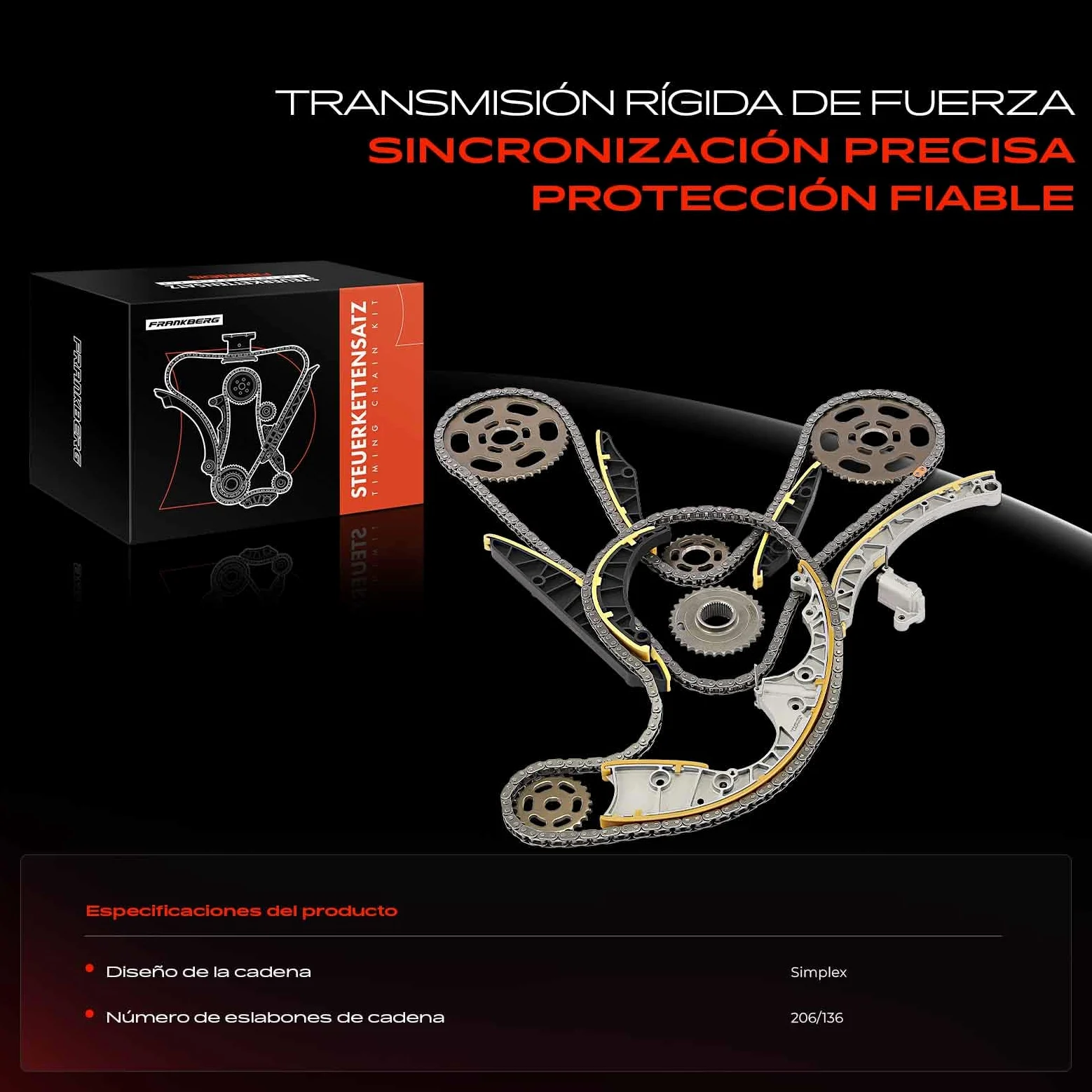 Frankberg Kit de cadena de distribución 059103333F | Compatible con: T.o.u.a.r.e.g 7P5 7P6, A8 4H2 4H8 4HC 4HL, A6 4G2 4GC, A4 Allroad 8KH, A5 Sportback 8TA