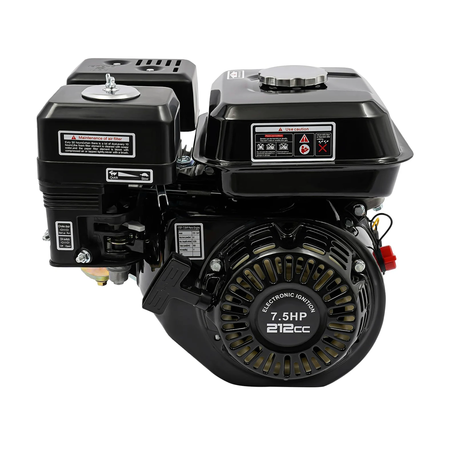 Motor de gasolina OHV de 4 tiempos de 212 cc, 7,5 CV/4,0 kW, con depósito de 3,6 L, arranque manual para cortacésped, bomba de agua, generador de Gokart