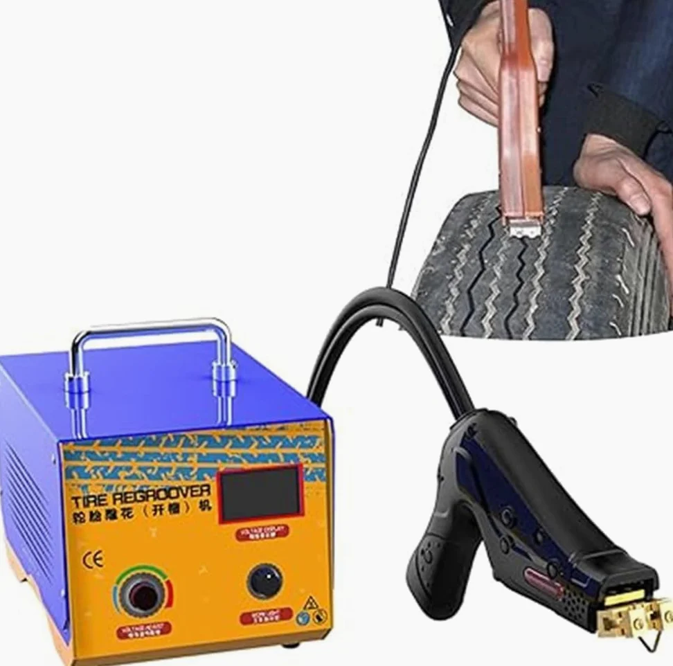 Máquina ranuradora de neumáticos, herramienta de regeneración de goma de 1000 W con control de profundidad y ángulo para recauchutado, ranuradora profesional de neumáticos para renovación de goma