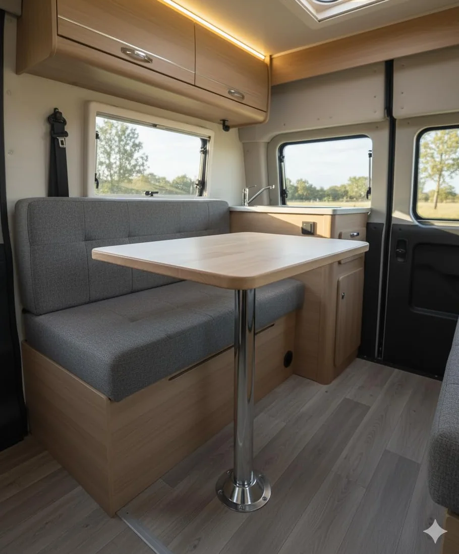 Pata de Mesa Camper y Caravana – CONICA para Furgonetas y Campers, Tubo 70 cm de Altura, Ligera y Resistente – Soporte Estable para Mesas en Autocaravanas