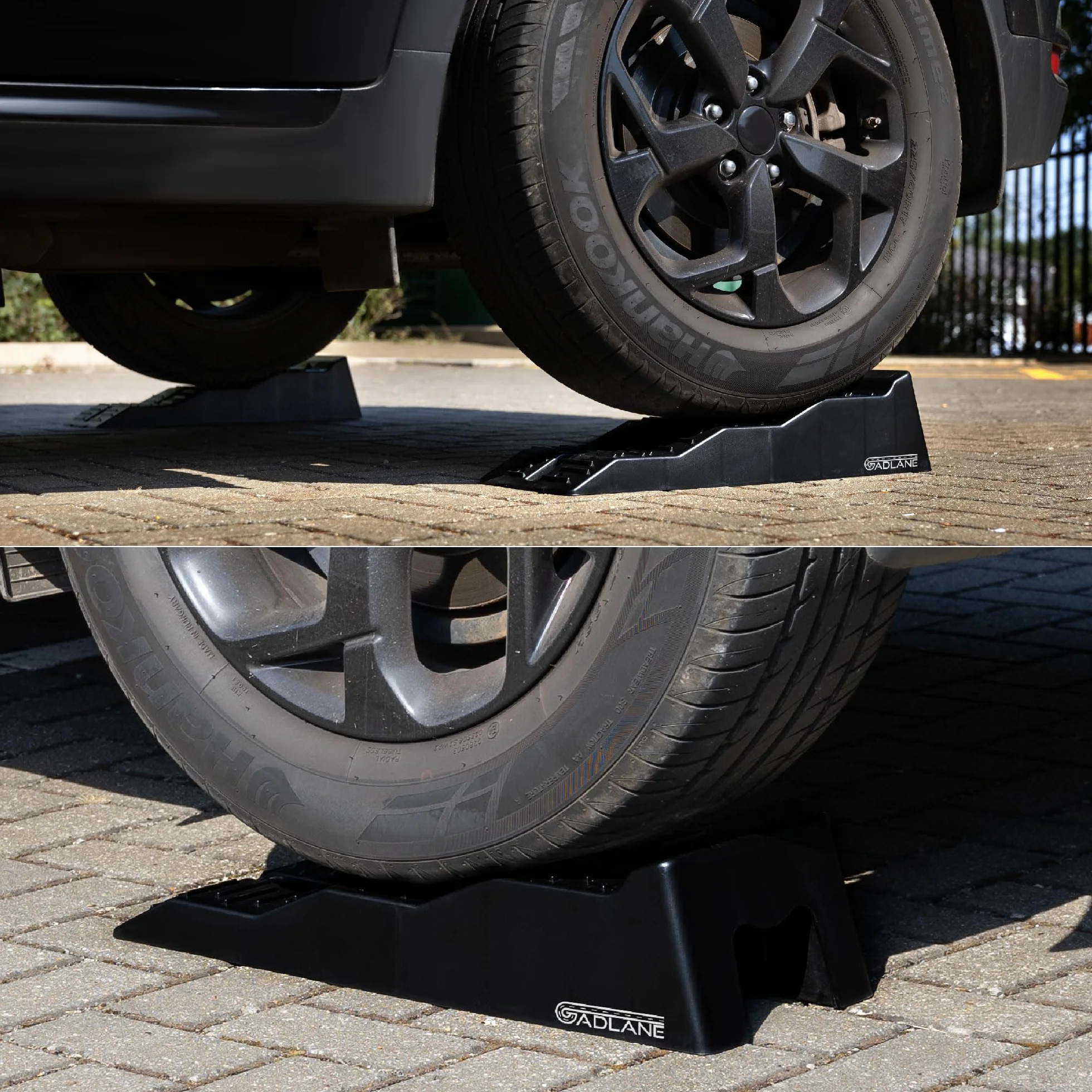 GADLANE Cuñas Niveladoras Autocaravana - 2 PCS Calzos Autocaravana de Alta Resistencia con Ranuras Antideslizantes - para Caravana, Furgonetas Camper y Remolques (Capacidad: 4,5 Toneladas) - Negro