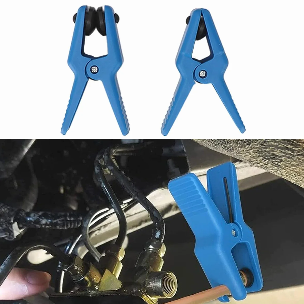 Ausi Abrazaderas para líneas de fluido (4 piezas, 3 tapones): para líneas de freno, mangueras de combustible, líneas de aire acondicionado y conexiones tipo banjo