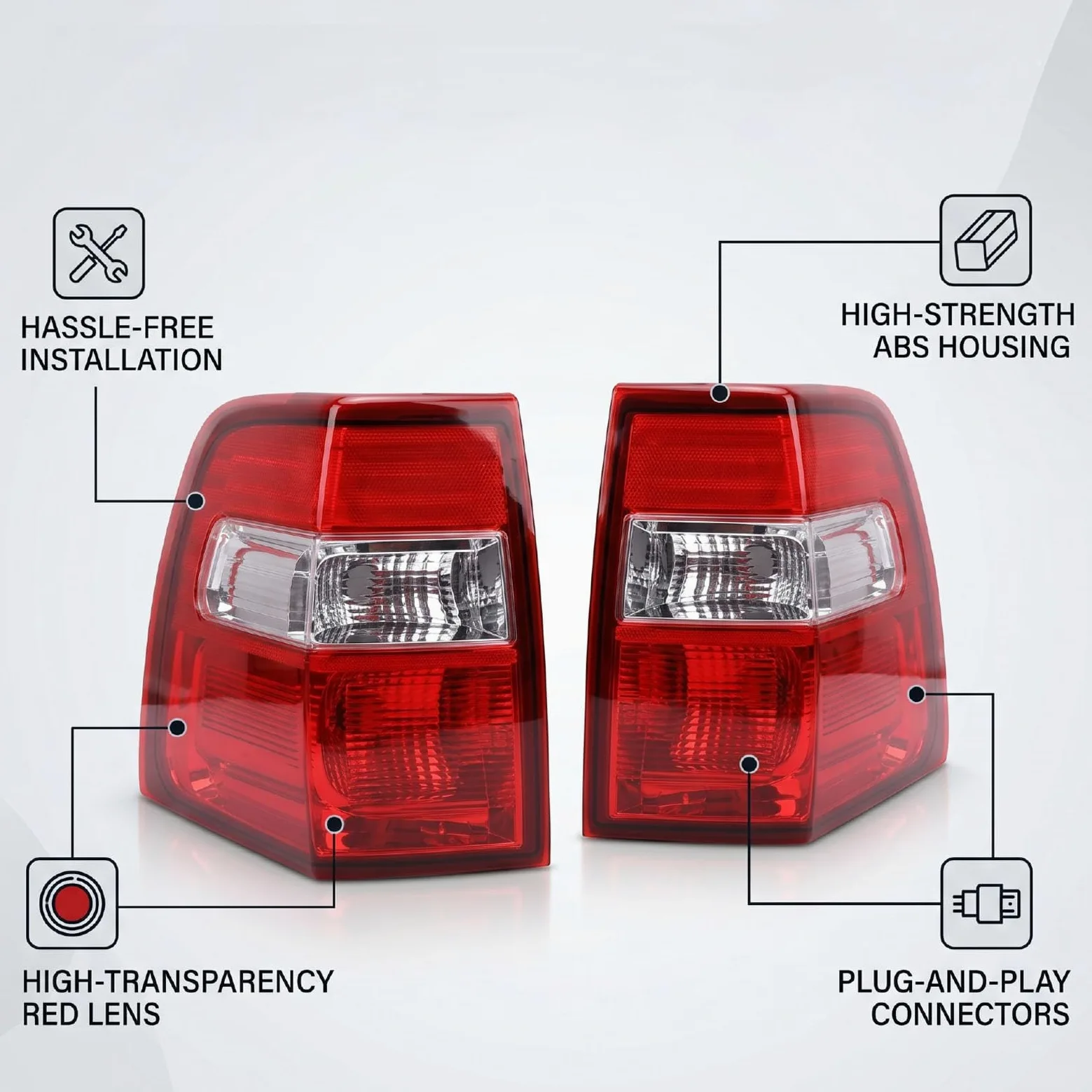 Tbest Conjunto de Luces Traseras Izquierda y Derecha, Pilotos Traseros con Conectores Estándar, par for Reemplazo de Luz Trasera