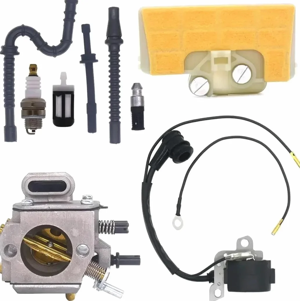 Carburador Power Carb para STIHL 029 039 para MS310 para MS390 con Filtro Aire Bobina Encendido Kit Repotenciación Línea Combustible Carburador Motosierra