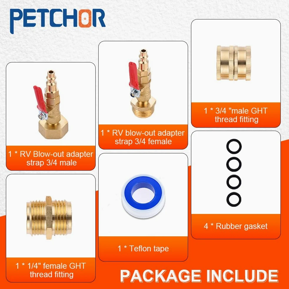 2 adaptadores rápidos para el invierno con válvula de bola, enchufe de soplado para invierno para caravana, kit de preparación de invierno para remolque, barco, cámper, compresor de aire