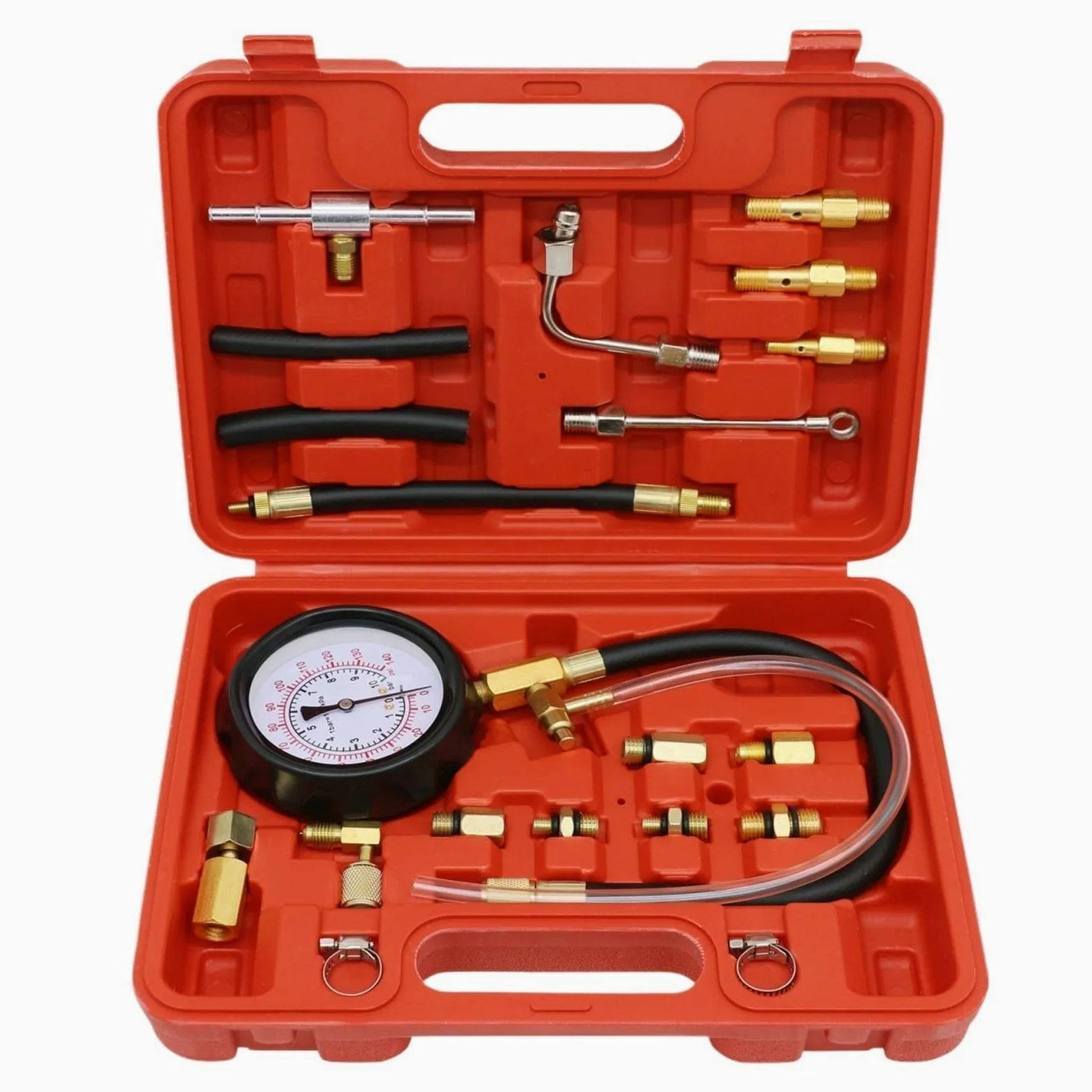 Kit De Herramientas Diagnóstico Medidor Presión Bomba Inyección Combustible 0-140PSI, Juego Probador Gasolina Motor For La Mayoría Los Coches Suficientemente Preciso(with Box)