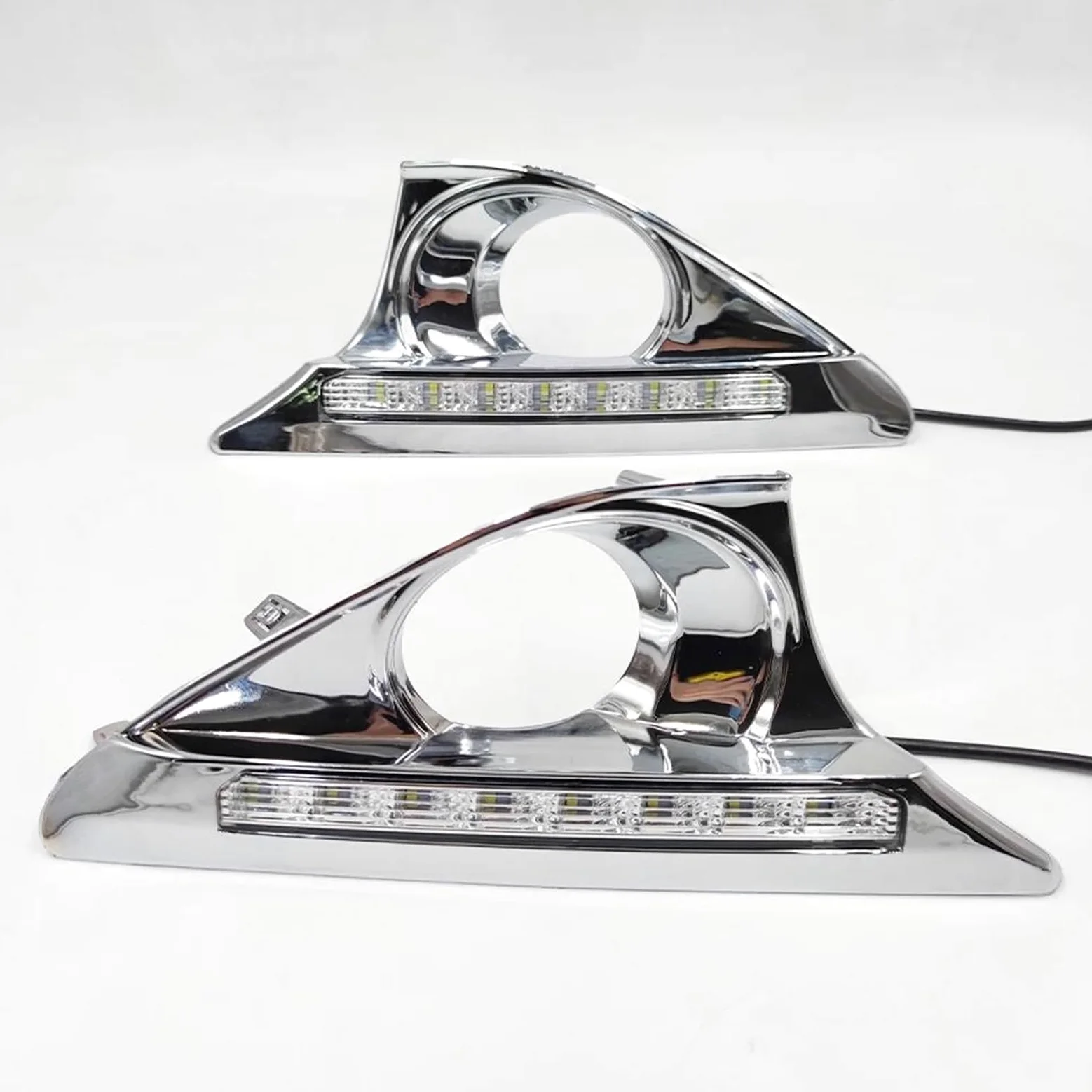 Intermitentes Automóviles 2 uds para Toyota Para Camry 2012 2013 2014 con cubierta cromada LED DRL luz de circulación diurna luz antiniebla señal de giro(BLANCO)