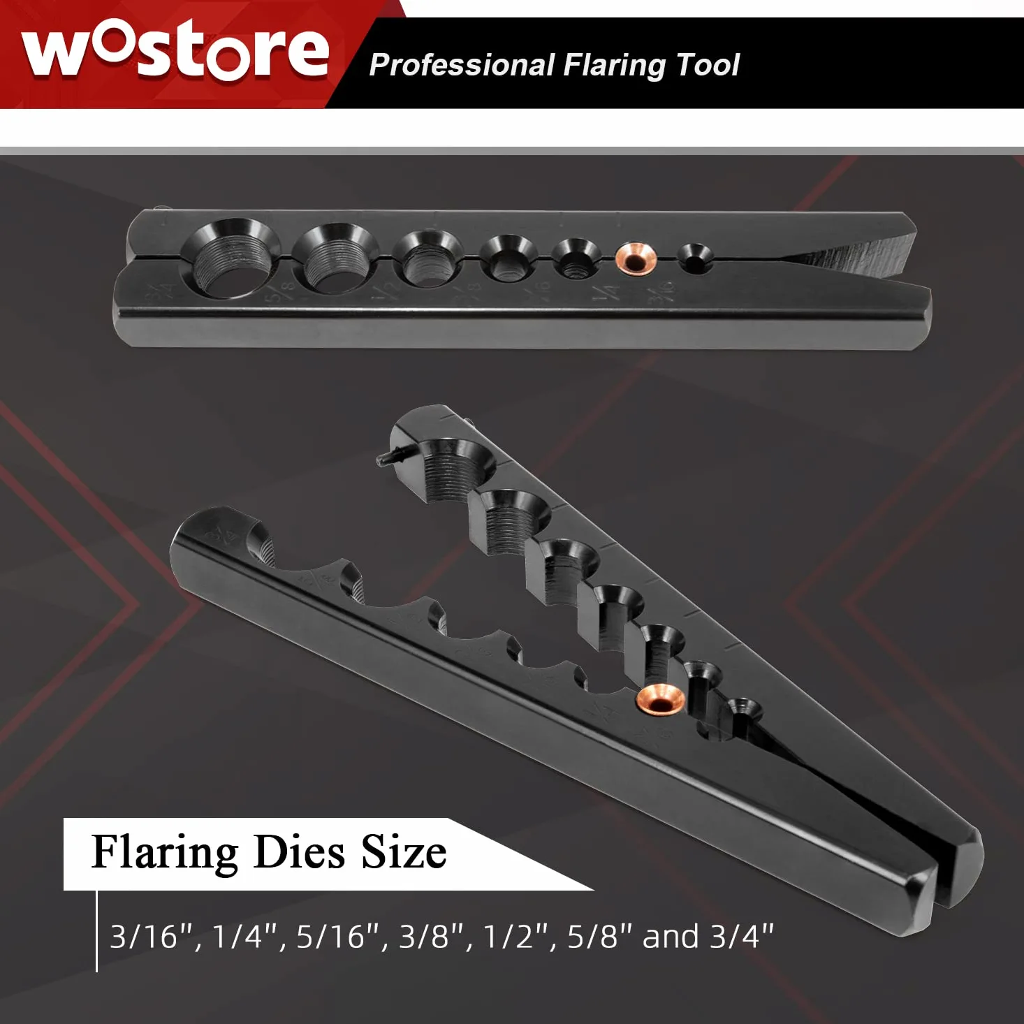 Wostore Juego de herramientas de abocardador, cortador de tubos, refrigeración, ventilación y aire acondicionado, para 7 tamaños de troqueles de 4,7 y 19 mm, 45º, resistente
