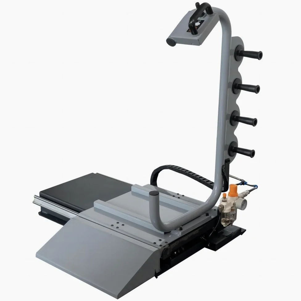 Elevador neumático de Ruedas para equilibradora, Capacidad 75 kg | Eleva ruedas pesadas hacia el eje de la equilibradora; funciona con aire comprimido de 8 a 10 bar.