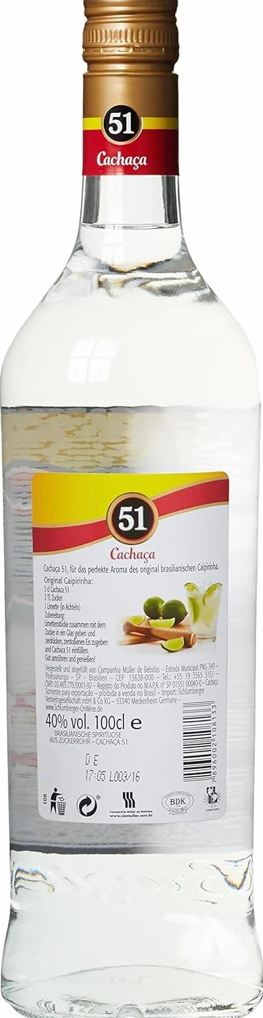 Cachaca Aguardiente de Caña de Azùcar 1L