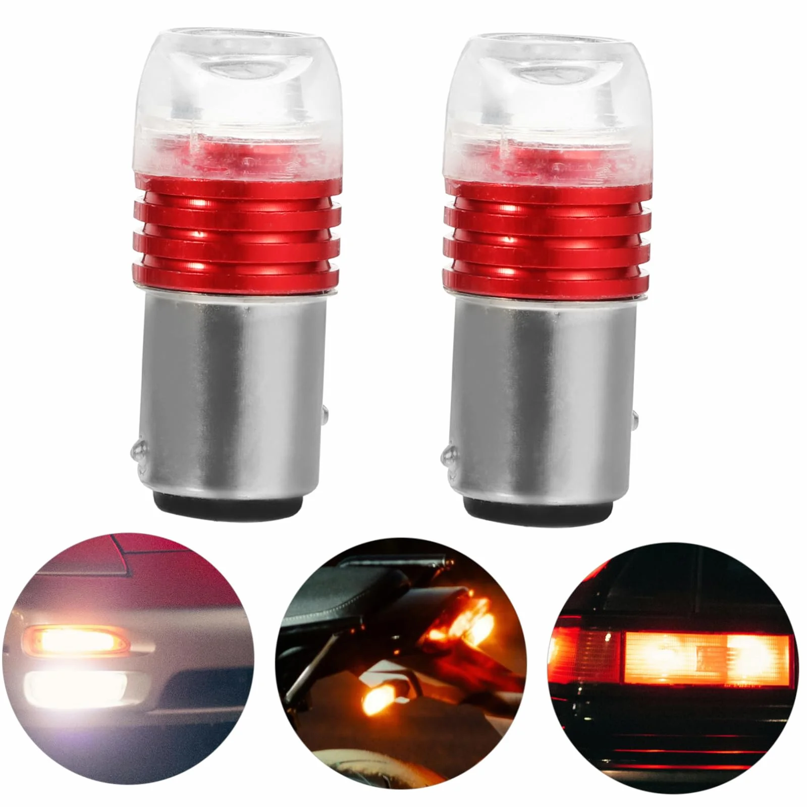 Cabilock Bombilla LED Luz Trasera Roja para Motocicleta de 12 V de Repuesto Aleación de Aluminio y Vidrio, Paquete de 2 Piezas para Reemplazo Fiable