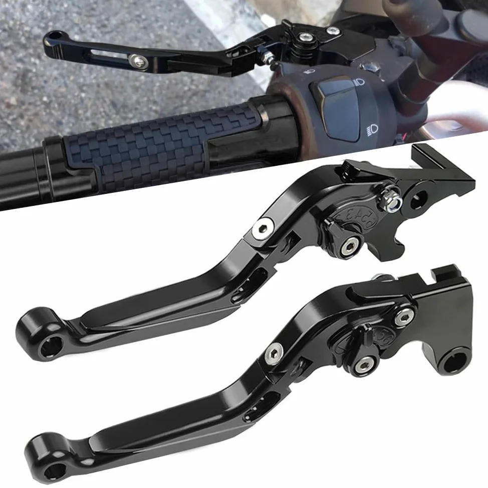 Z750 Moto CNC Palanca de Manetas Embrague de Freno Regulables para Z750 Z 750 2007-2013 Z800 Z 800 E 2013-2017(Negro)
