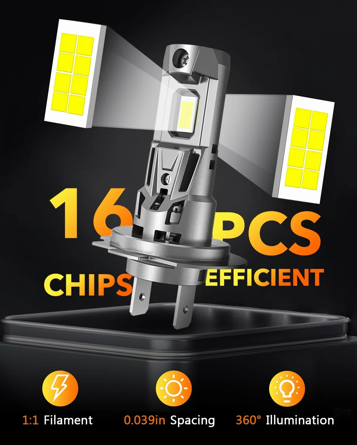 OXILAM Bombilla LED M5S H7 40000LM 900% de brillo, luz blanca fría de 6500 K, tamaño 1:1, no requiere adaptador, repuesto halógeno de luz antiniebla Plug and Play, paquete de 2