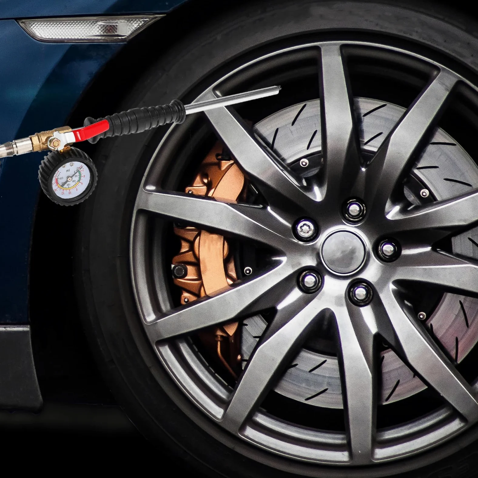 Manómetro De Presión De Neumáticos Inflador Con Manómetro Para Automóviles y Motos