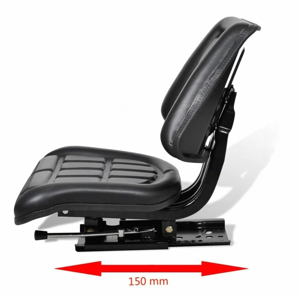 vidaXL Asiento de tractor con respaldo negro