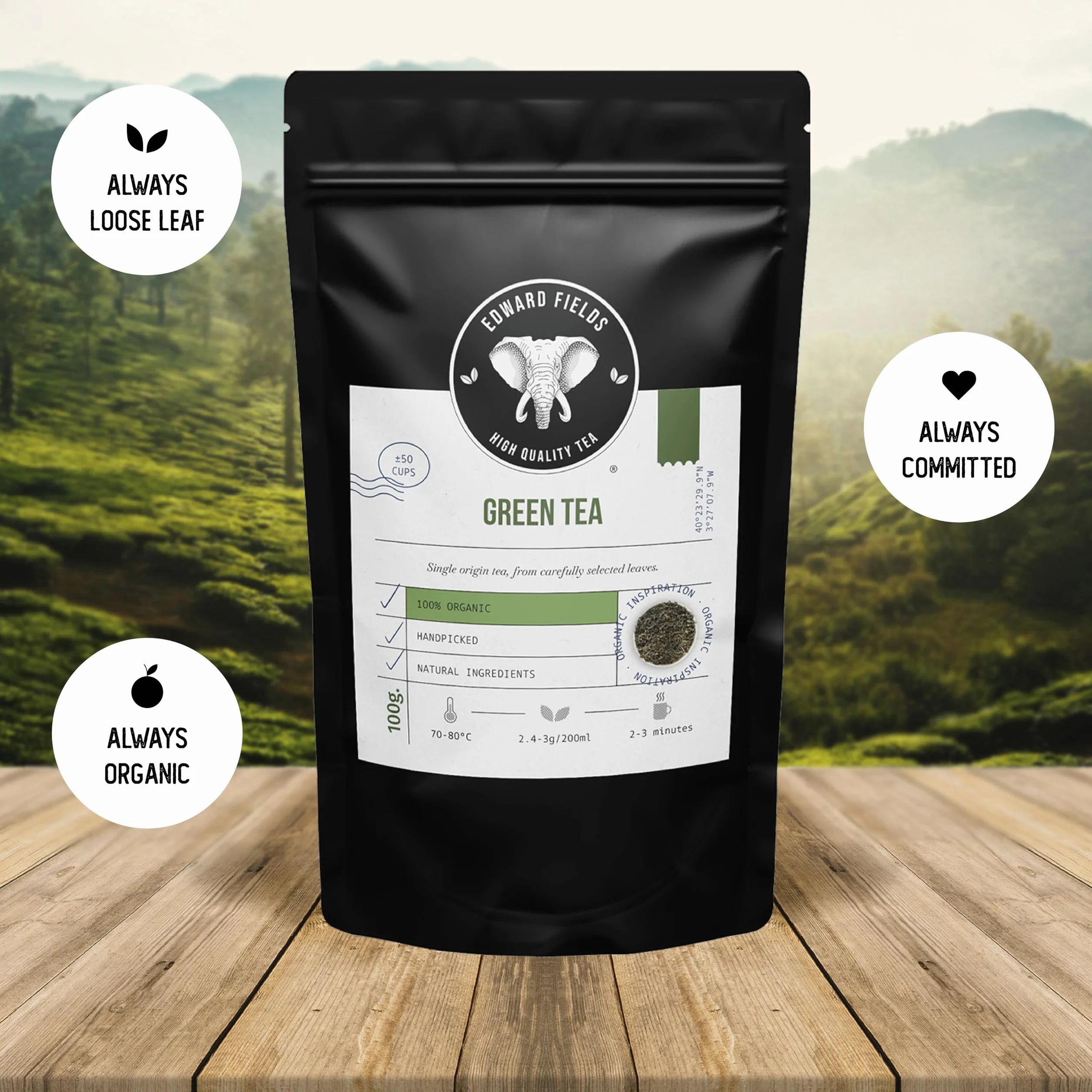 Edward Fields Tea Pu Erh orgánico a granel 100g Yunnan China