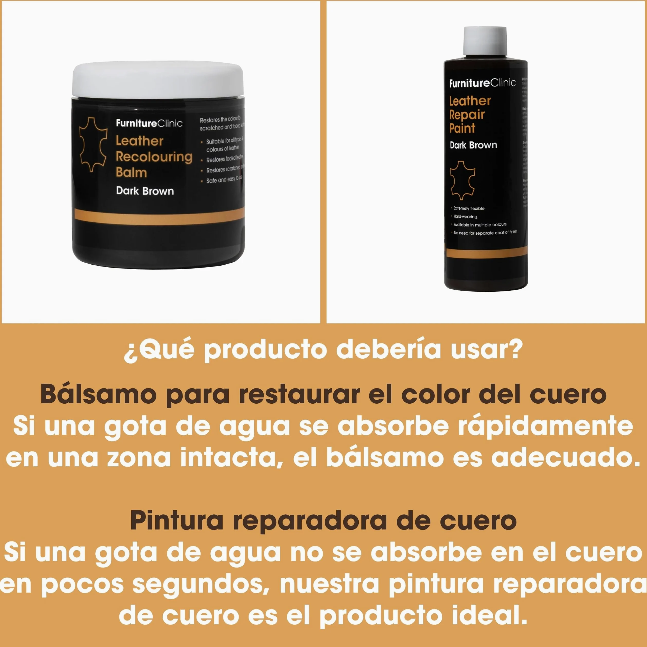Furniture Clinic Easy - Kit de restauración de cuero (gris claro) | Incluye bálsamo para recolorear, ultra limpio, esponja y paño para muebles, asientos de coche, zapatos y bolsas
