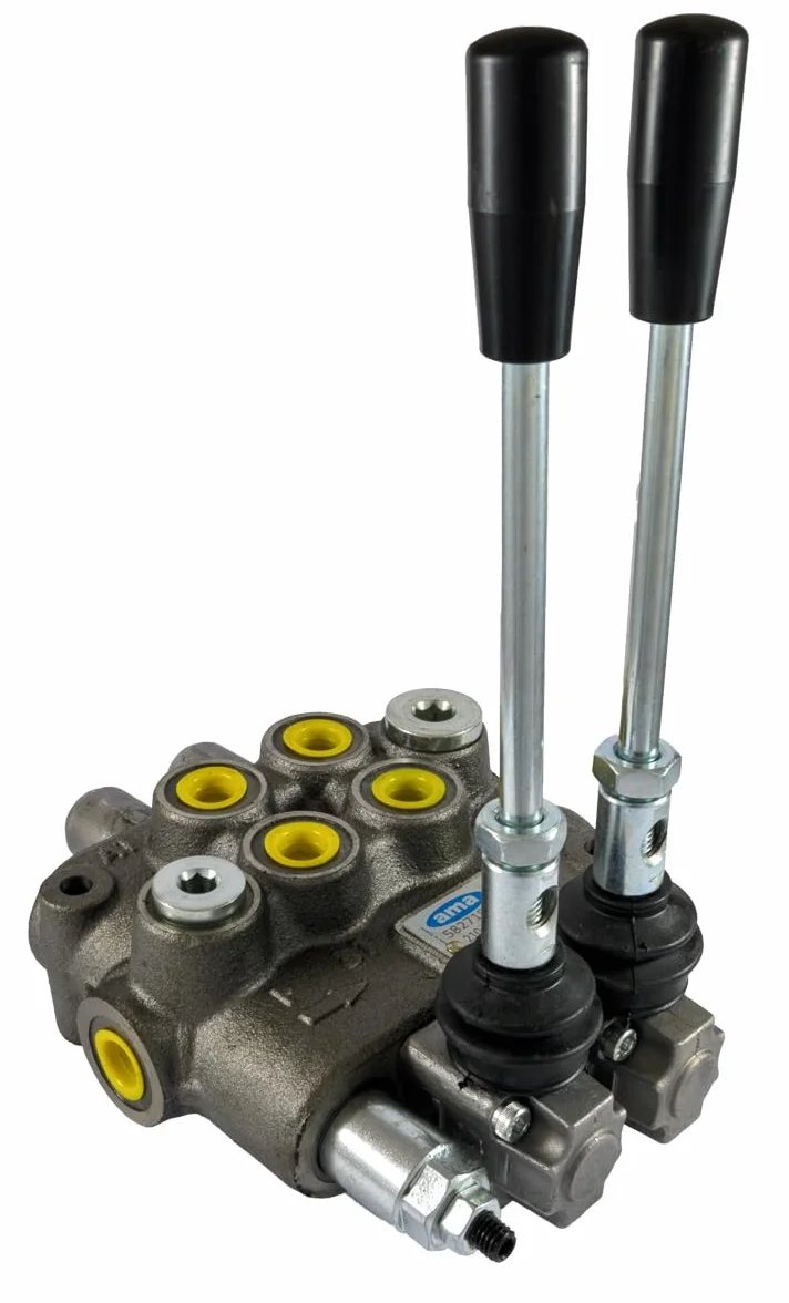 Dispensador hidráulico Ama: dispensador hidráulico de 2 palancas, tipo base, 3/8", 40 litros, 180 bar