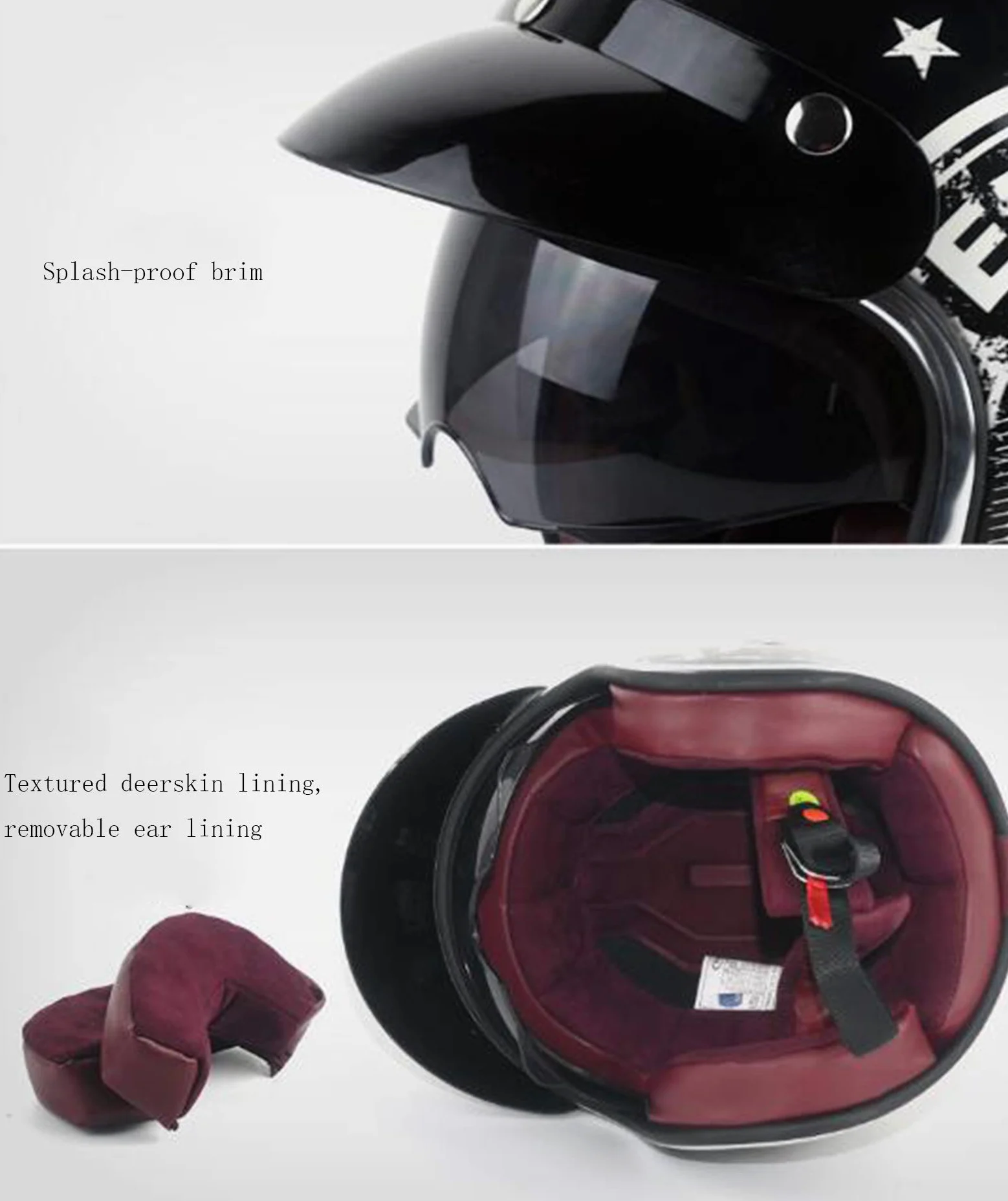 Casco De Motocicleta Casco Abierta Personalidad Vintage Cascos Moto Half-Helmet Transpirable Cálido Adulto Hombres Mujeres Casco Jet ECE Certificado Actividades Multideportivas