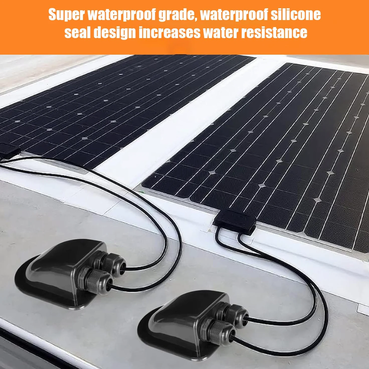 Negro 2 piezas de pasador de techo, pasador de cable, resistente al agua, para instalación solar, autocaravana, barco, aire acondicionado