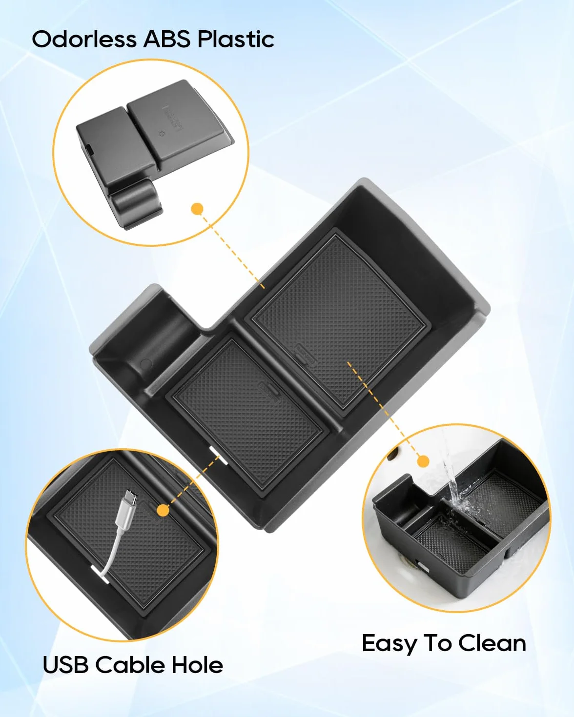 LFOTPP Compatible con BYD Seal U EV/DM-i 2024-2025 Caja de almacenamiento para consola central, reposabrazos central, guantera, bandeja organizadora con alfombrilla antideslizante