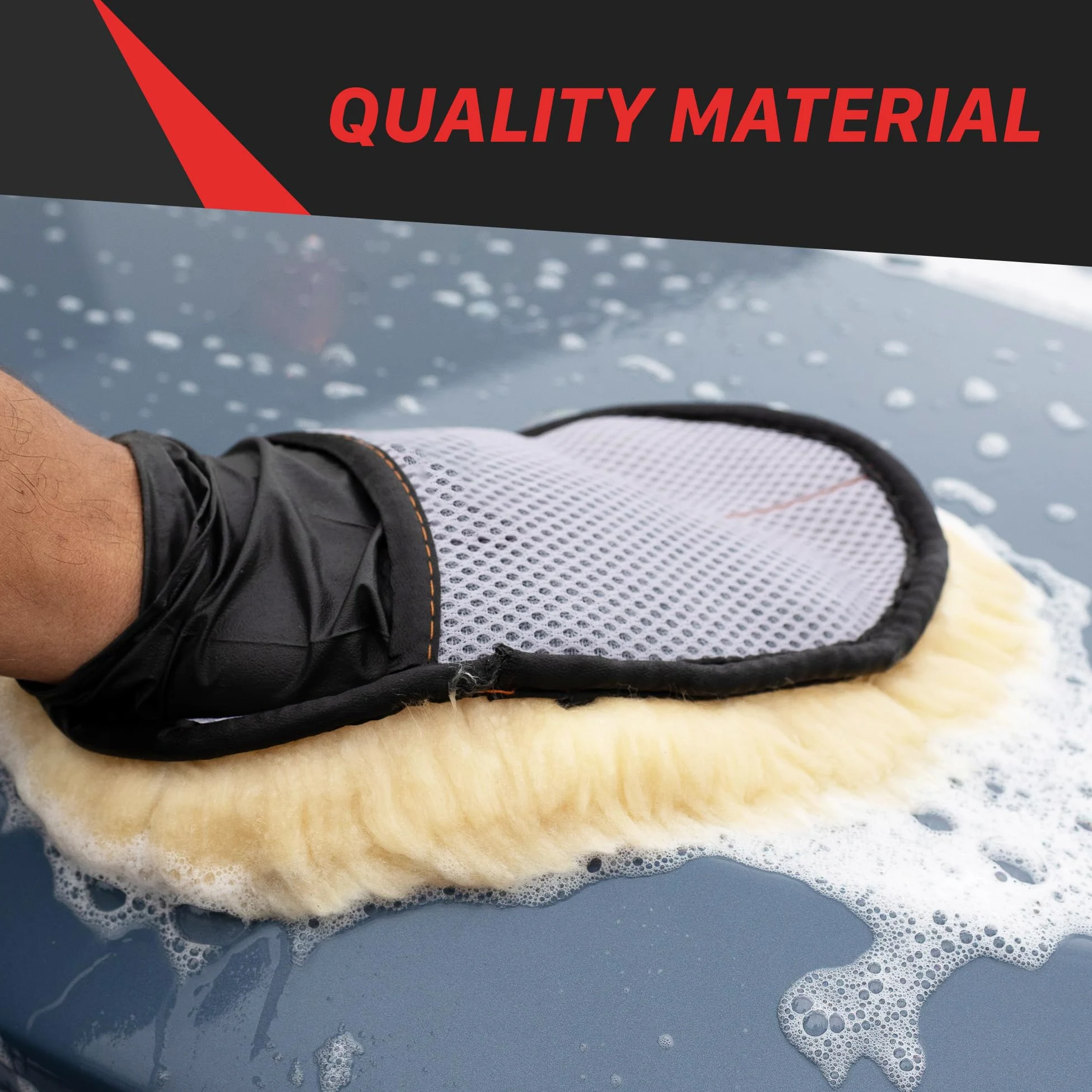 Maxshine Guante de lana de piel de oveja premium, guantes de lana de corderos reales para lavado de coche, almohadilla de lavado de piel de cordero ultra suave