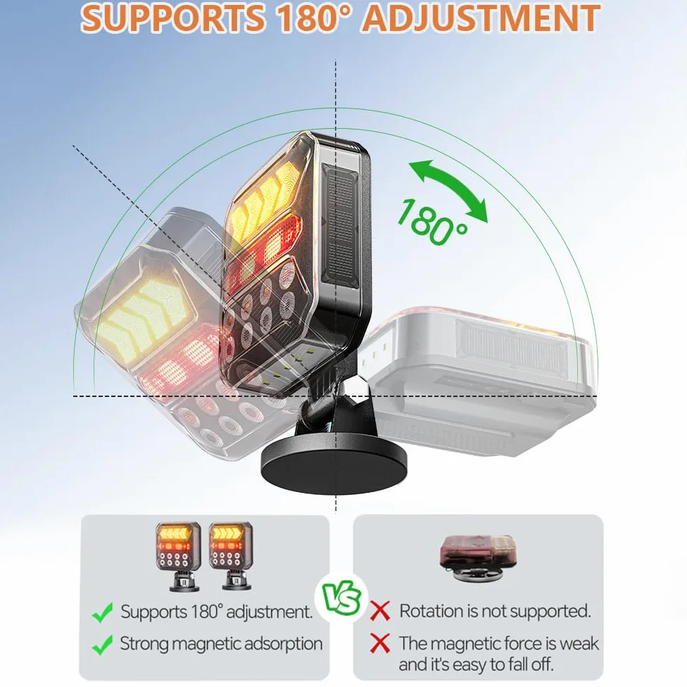 Luces LED Traseras Magnéticas Solares Recargables Bluetooth 12V/24V para Remolque,IP66 Impermeabl, Funcionamiento 20+ Horas, Pilotos Traseros Remolque Compatible con Caravanas, Camiones y Tractores | Enchufe de 7 pines y USB-C, IPX6, luces traseras LED im