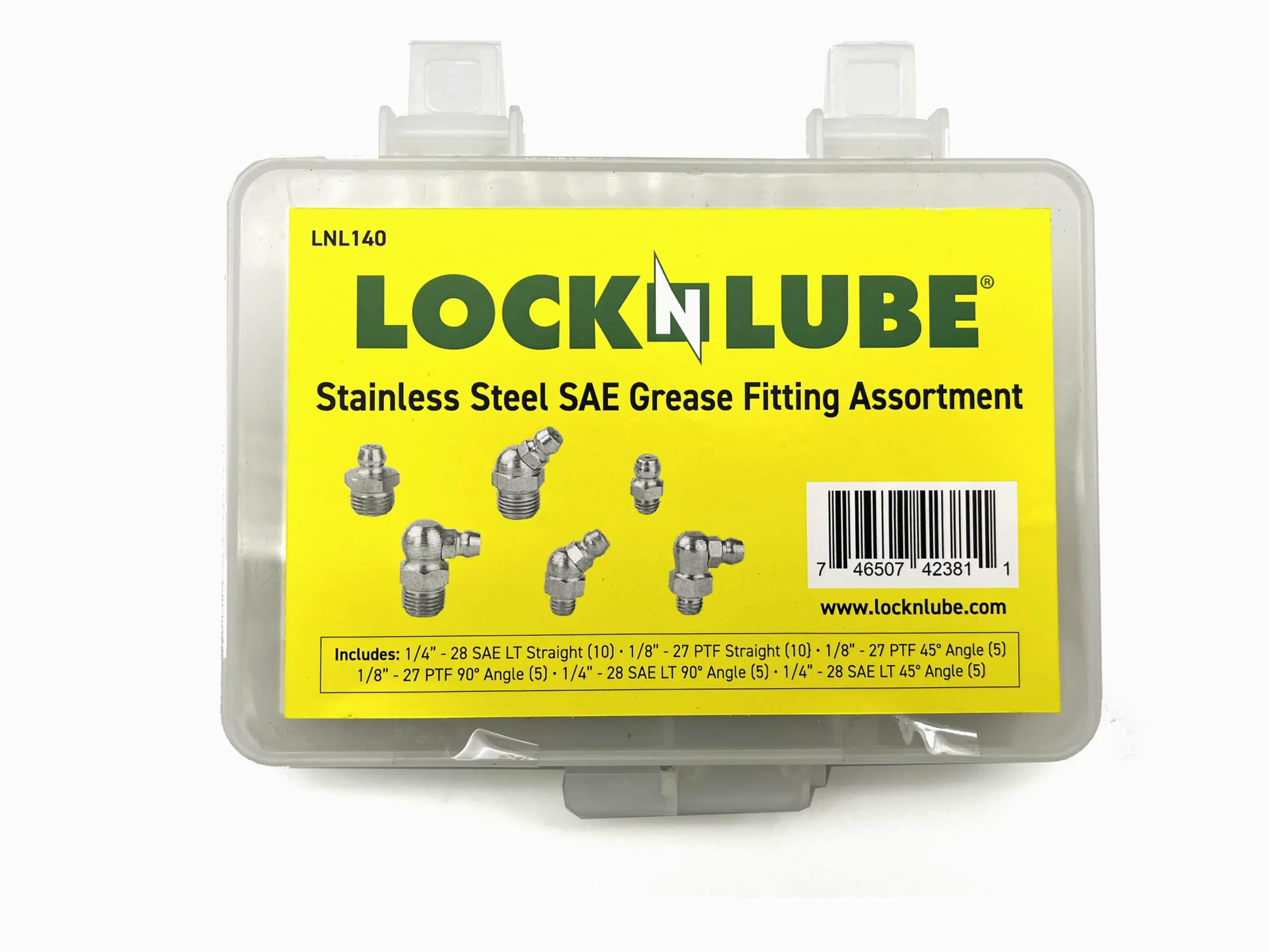 LockNLube Juego de accesorios de grasa de acero inoxidable - SAE
