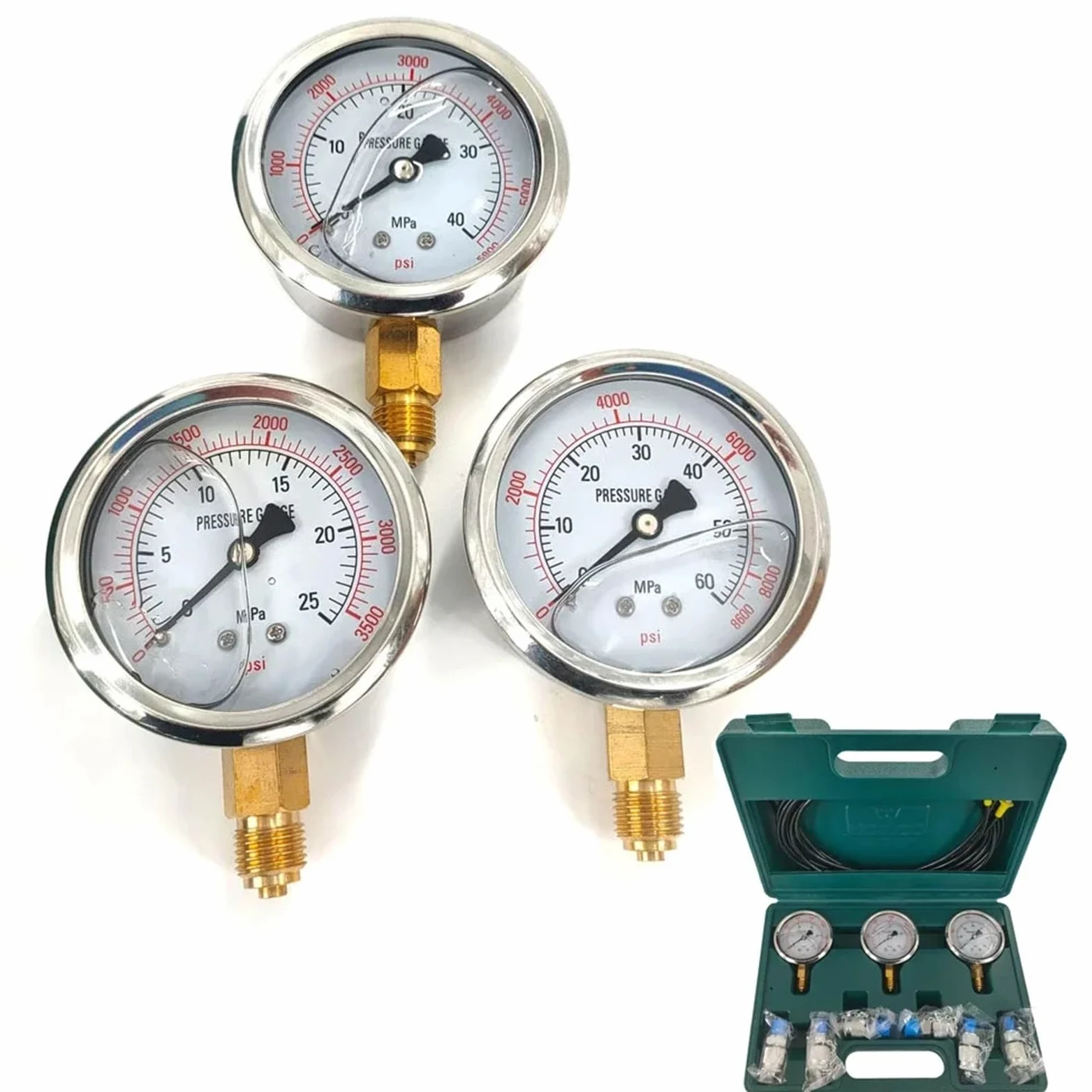 Kit de Prueba de presión para excavadoras con manómetro hidráulico, para maquinaria de construcción, regulador de argón, comprobador de Gasolina, manómetro Digital (comprobador de Gasolina)