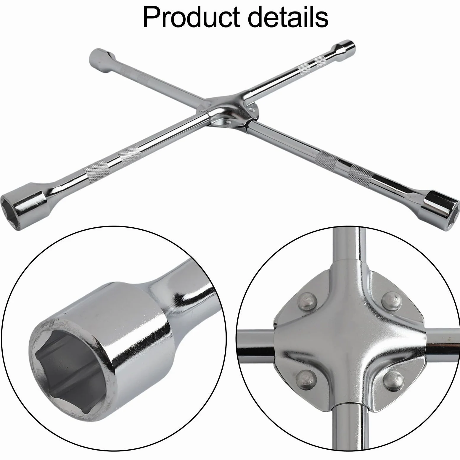 Llave de tuerca de cuatro vías, 17 mm, 19 mm, 21 mm, 23 mm, llave de vaso para tuerca de rueda de coche, herramienta de llave cruzada resistente de 18/20 pulgadas (20 pulgadas)