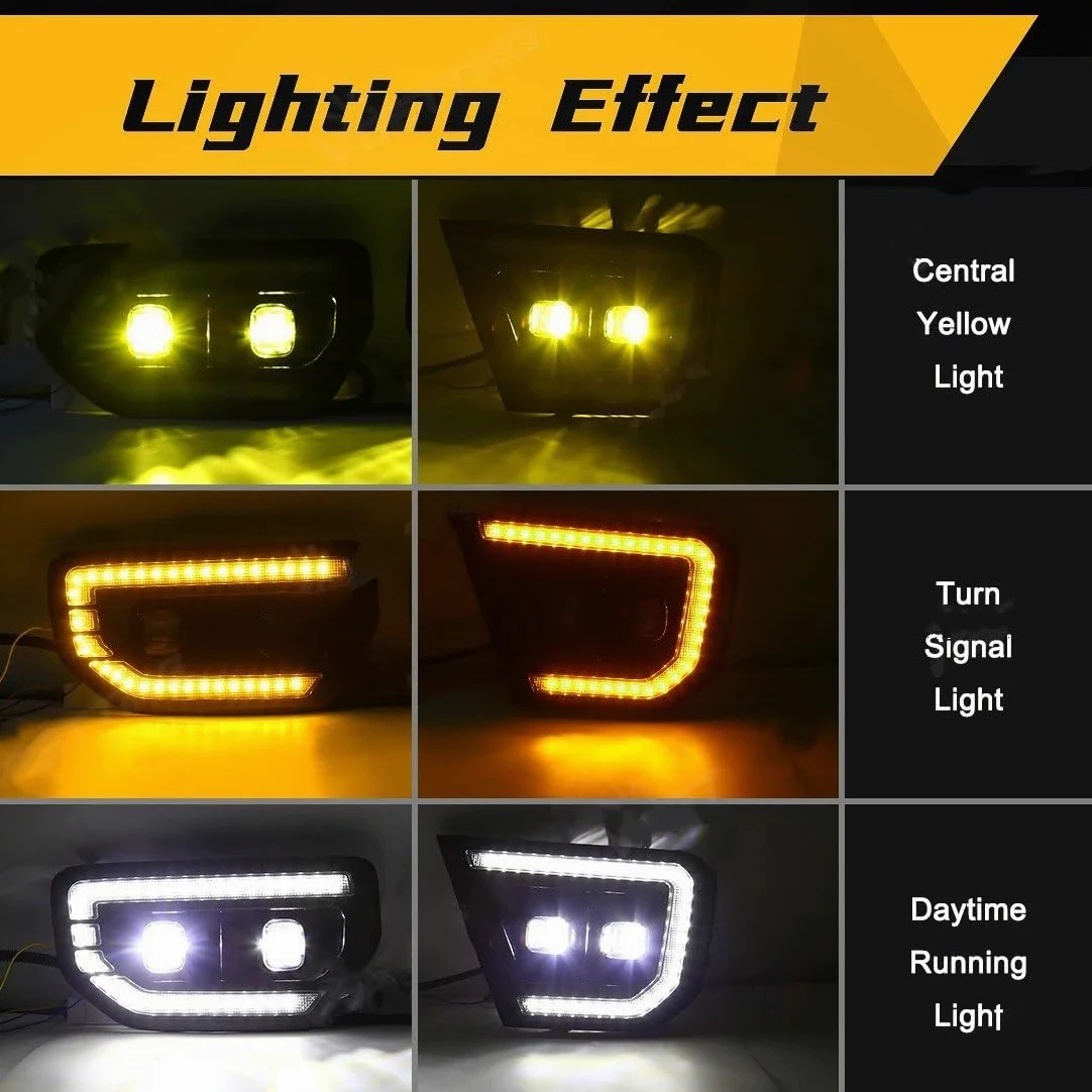 Luz Niebla Para Ford Para Ranger Para Wildtrak 2022 2023 Luces Diurnas LED DRL Intermitentes Blancas Amarillas Luces Antiniebla Coche