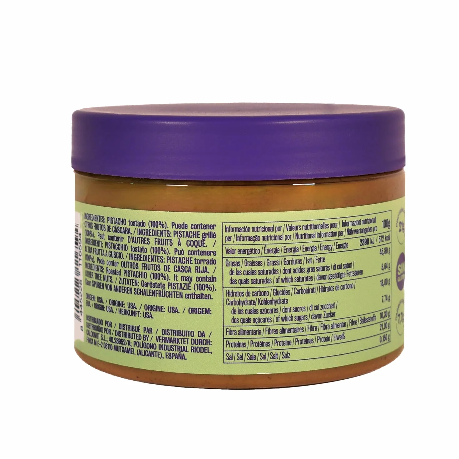 Nut&me Crema de Pistacho 250 g 100% Pistacho Sin Azúcares Añadidos Vegano Sin Gluten Keto