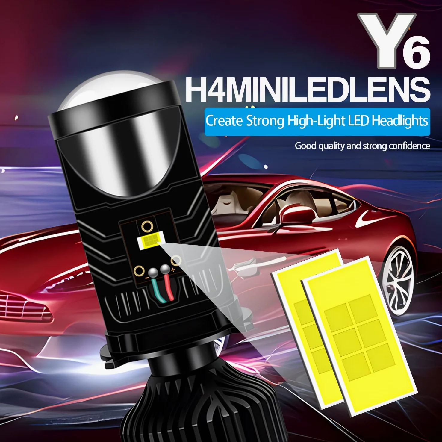 2Pcs H4 Bombillas LED para Faros Proyectores, 9-32V 16000LM 100W blanco frío alto brillo luz alta y baja LED bombilla de faro para coches y motos